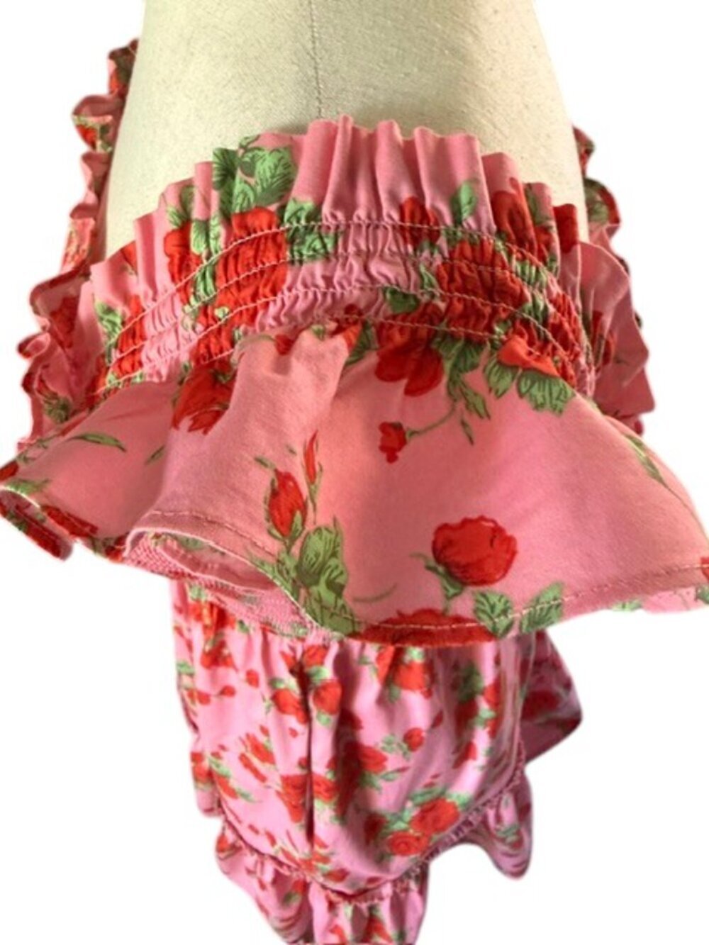 Code X Mode Pink Floral Rose Smocked Ruffle Mini Dress. It features a bright pin - Picture 8 of 15